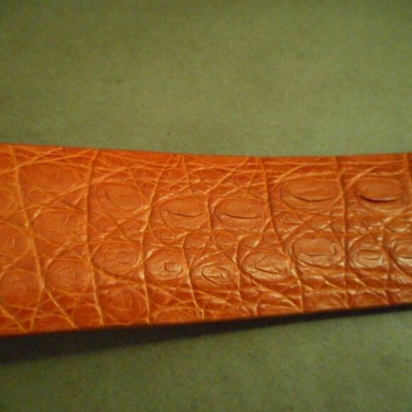 NWT KROCOA 100% Mandarin/Orange Crocodile Belt Silver Oval Buckle Size 32 - Picture 11 of 14